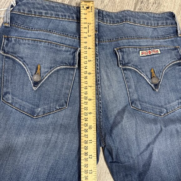 Hudson Triangle Flap Pocket Blue Denim Mid-Rise Jeans Women Size 25 NWT! - Picture 6 of 10